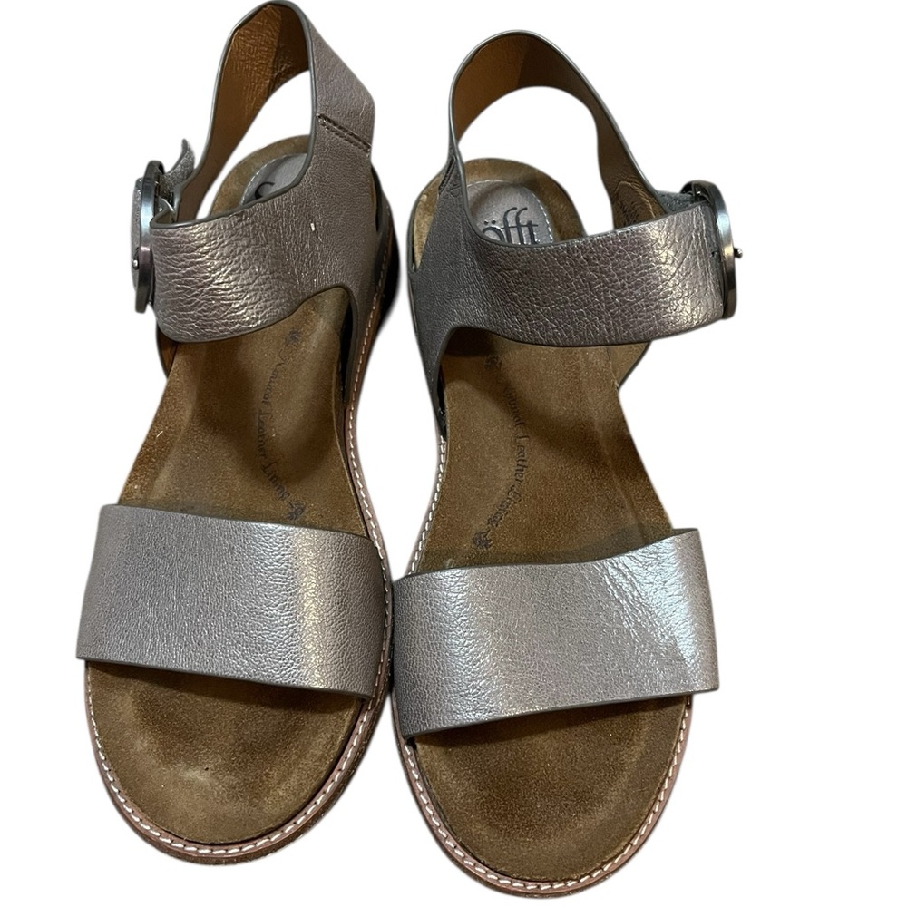 Metallic Slingback Leather Sandals - Women's Silver